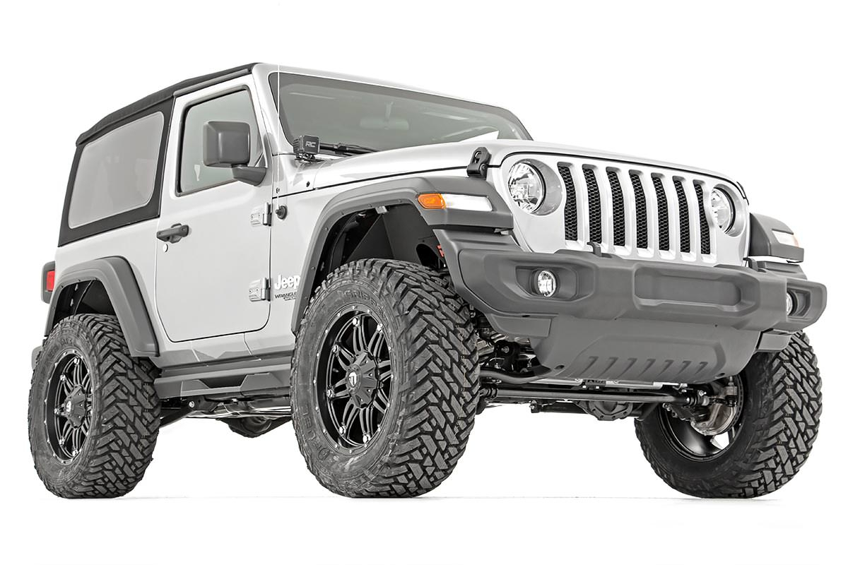 Jeep Wrangler Suspension Lift Kit - Front + Rear - Rough Country - 3.5 Inch Lift Kit | C/A Drop | Tuned Coil Springs - '18-'23